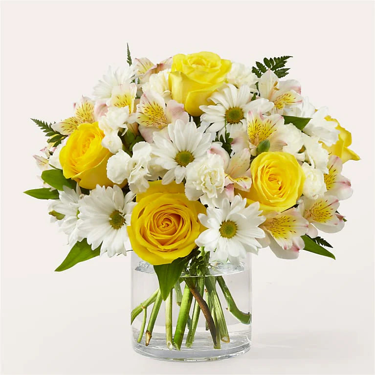 Yellow and White Fresh Flower Get Well Boquet