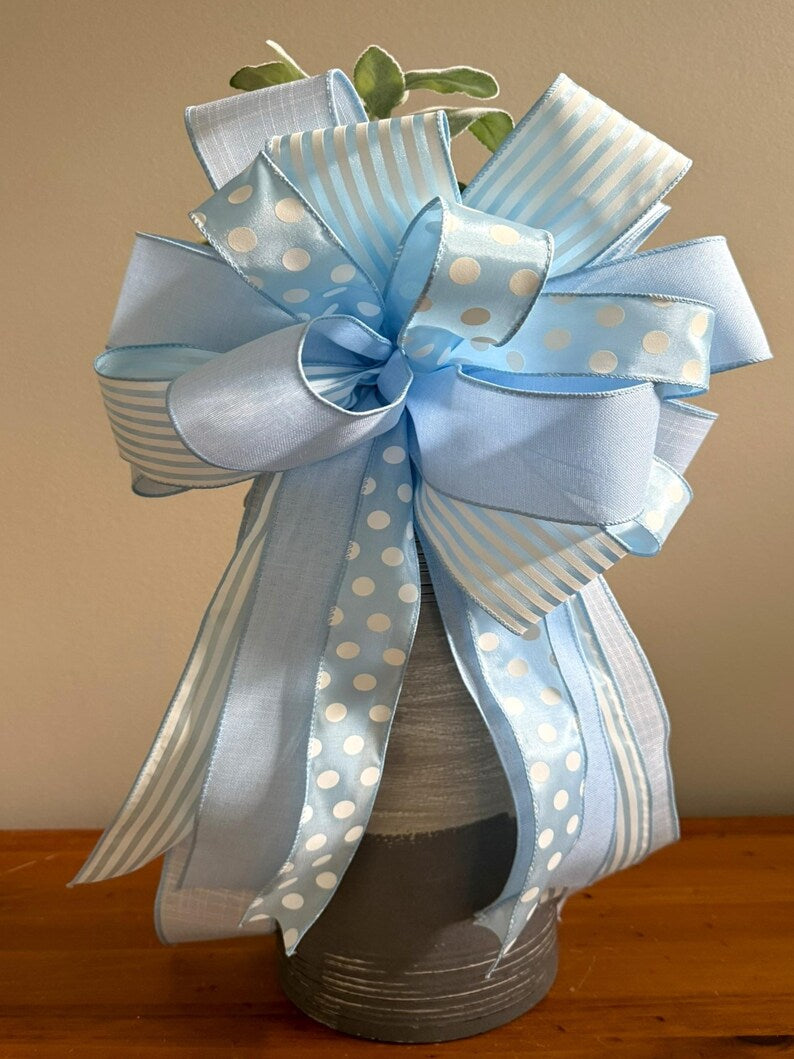 Baby Boy Blue Bow for the Door